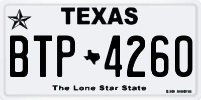 TX license plate BTP4260