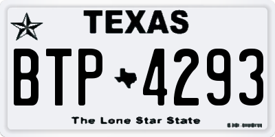 TX license plate BTP4293