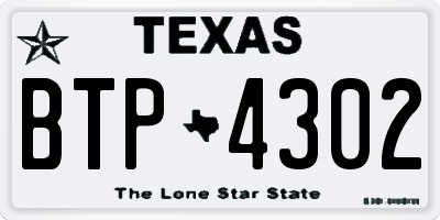 TX license plate BTP4302