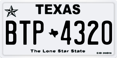 TX license plate BTP4320