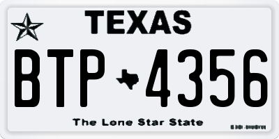 TX license plate BTP4356