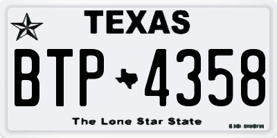TX license plate BTP4358