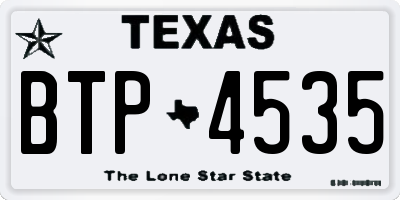 TX license plate BTP4535