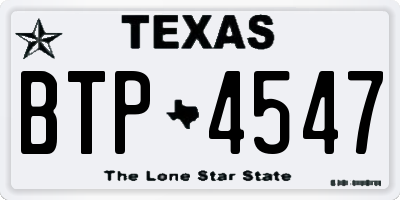 TX license plate BTP4547