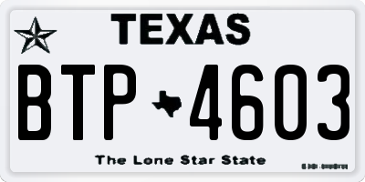 TX license plate BTP4603