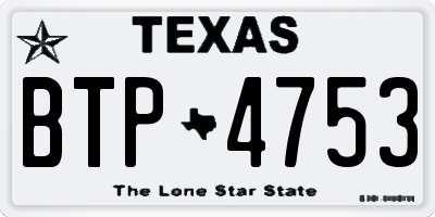 TX license plate BTP4753