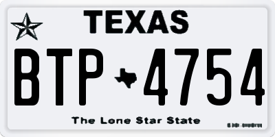 TX license plate BTP4754