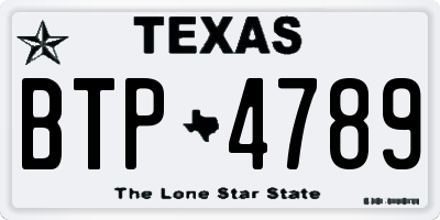 TX license plate BTP4789