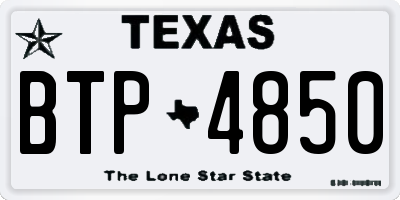 TX license plate BTP4850