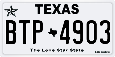 TX license plate BTP4903