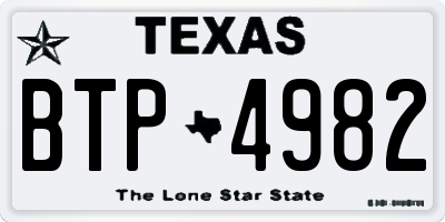 TX license plate BTP4982