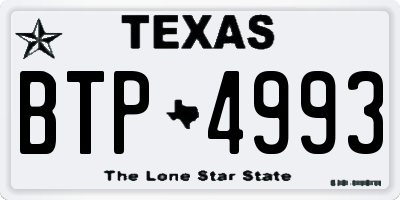 TX license plate BTP4993