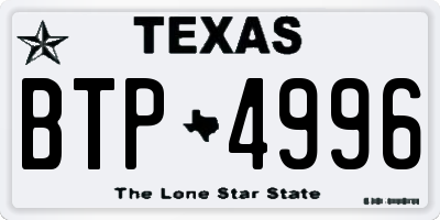 TX license plate BTP4996