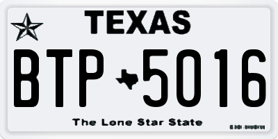 TX license plate BTP5016