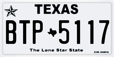 TX license plate BTP5117
