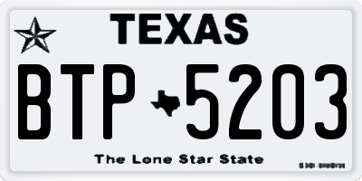 TX license plate BTP5203