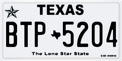 TX license plate BTP5204
