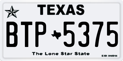 TX license plate BTP5375
