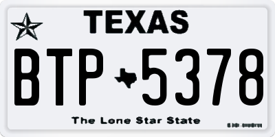 TX license plate BTP5378
