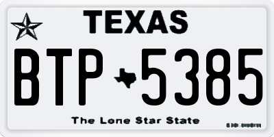 TX license plate BTP5385