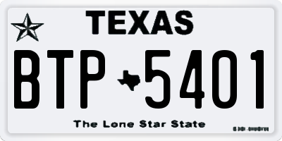 TX license plate BTP5401