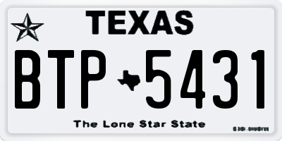 TX license plate BTP5431