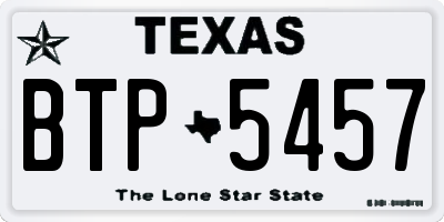 TX license plate BTP5457