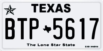 TX license plate BTP5617