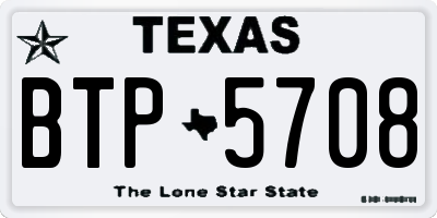 TX license plate BTP5708