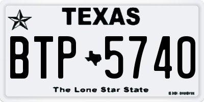TX license plate BTP5740