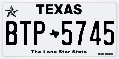 TX license plate BTP5745