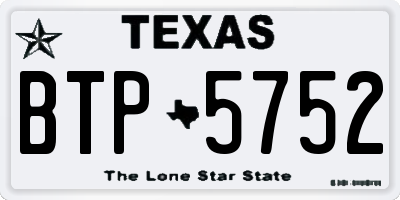 TX license plate BTP5752