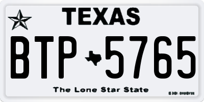 TX license plate BTP5765