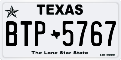 TX license plate BTP5767