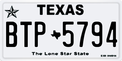TX license plate BTP5794