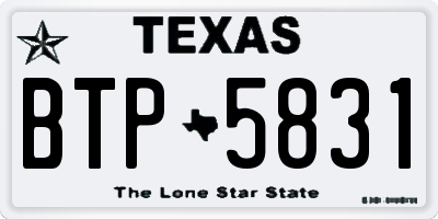 TX license plate BTP5831