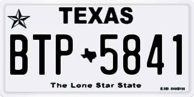TX license plate BTP5841