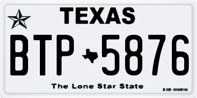 TX license plate BTP5876
