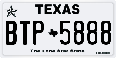 TX license plate BTP5888