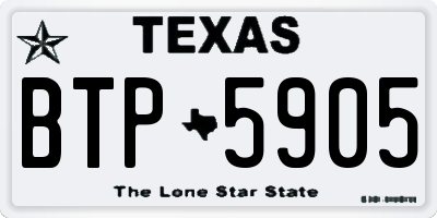 TX license plate BTP5905
