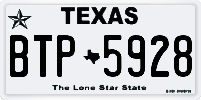 TX license plate BTP5928