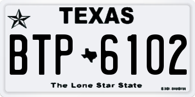 TX license plate BTP6102