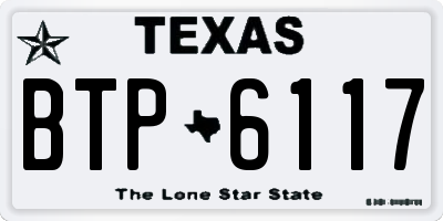 TX license plate BTP6117