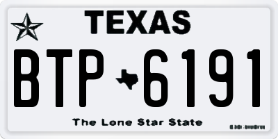 TX license plate BTP6191