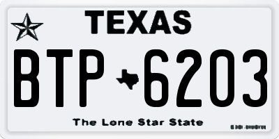 TX license plate BTP6203