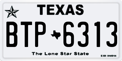 TX license plate BTP6313