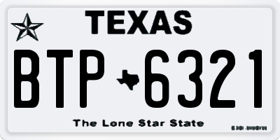 TX license plate BTP6321