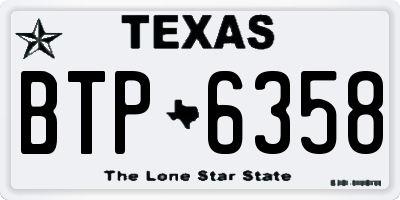 TX license plate BTP6358