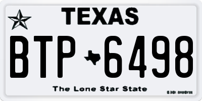 TX license plate BTP6498