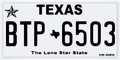 TX license plate BTP6503